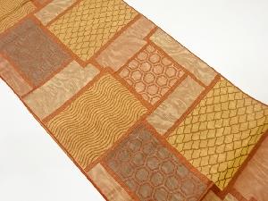 変わり格子に古典柄模様織出し名古屋帯